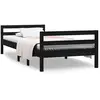 vidaXL Cadre de lit Noir 75x190 cm Bois de pin massif