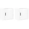 vidaXL Tables de chevet murales 2 pcs Blanc brillant 50x30x47 cm