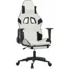 vidaXL Chaise de jeu avec repose-pied Blanc et noir Similicuir