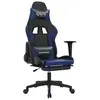 vidaXL Chaise de jeu avec repose-pied Noir et bleu Similicuir