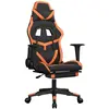vidaXL Chaise de jeu avec repose-pied Noir et orange Similicuir
