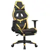 vidaXL Chaise de jeu avec repose-pied Noir et doré Similicuir