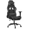 vidaXL Chaise de jeu avec repose-pied Noir et gris Similicuir