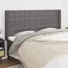 vidaXL Tête de lit avec oreilles Gris foncé 203x16x118/128 cm Tissu