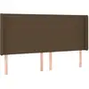 vidaXL Tête de lit avec oreilles Marron foncé 203x16x118/128 cm Tissu