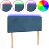 vidaXL Tête de lit à LED Bleu foncé 90x5x118/128 cm Velours