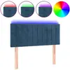 vidaXL Tête de lit à LED Bleu foncé 100x5x78/88 cm Velours