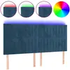 vidaXL Tête de lit à LED Bleu foncé 160x5x118/128 cm Velours