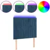 vidaXL Tête de lit à LED Bleu foncé 80x5x118/128 cm Velours