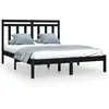 vidaXL Cadre de lit Noir Bois de pin massif 140x190 cm