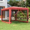 vidaXL Tente de fête avec 4 parois latérales en maille Rouge 3x4m PEHD