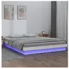 vidaXL Cadre de lit à LED blanc 135x190 cm double bois massif