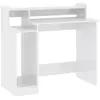 vidaXL Bureau lumières LED Blanc brillant 97x45x90cm Bois d'ingénierie