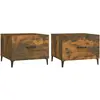 vidaXL Tables basses avec pieds en métal 2 pcs Chêne fumé 50x50x40 cm