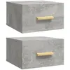 vidaXL Tables de chevet murales 2 pcs gris béton 35x35x20 cm