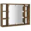 vidaXL Armoire à miroir avec LED Chêne fumé 76x15x55 cm