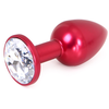 Kiotos Steel O-products Rode Aluminium Buttplug met wit Sierkristal