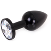 Kiotos - Zwarte Aluminium Buttplug met Transparante Siersteen - Diameter 28 mm