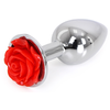 Kiotos Steel Booty Sparks - Aluminium Buttplug 'Red Rose' Met bloem decoratie