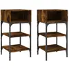 vidaXL Tables de chevet 2pcs chêne fumé 35x34,5x70 c bois d’ingénierie