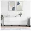 vidaXL Buffets 3 pcs blanc brillant bois d'ingénierie