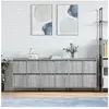vidaXL Buffets 3 pcs Sonoma gris Bois d'ingénierie