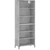 vidaXL Buffet haut Gris béton 69,5x34x180 cm Bois d'ingénierie