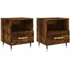 vidaXL Tables de chevet 2pcs chêne fumé 40x35x47,5cm bois d’ingénierie