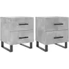 vidaXL Tables de chevet 2pcs gris béton 40x35x47,5cm bois d’ingénierie