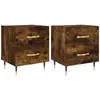 vidaXL Tables de chevet 2pcs chêne fumé 40x35x47,5cm bois d’ingénierie
