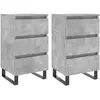 vidaXL Tables de chevet 2 pcs gris béton 40x35x69 cm bois d’ingénierie