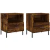vidaXL Tables de chevet 2pcs chêne fumé 40x35x47,5cm bois d’ingénierie