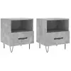 vidaXL Tables de chevet 2pcs gris béton 40x35x47,5cm bois d’ingénierie
