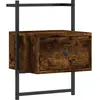 vidaXL Table de chevet murale chêne fumé 35x30x51 cm cm