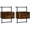 vidaXL Table de chevet murale 2 pcs chêne fumé 35x30x51 cm