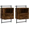 vidaXL Table de chevet murale 2 pcs chêne fumé 40x30x61 cm