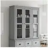 vidaXL Armoire avec portes vitrées BODO gris bois de pin massif