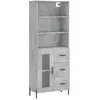 vidaXL Buffet haut Gris béton 69,5x34x180 cm Bois d'ingénierie
