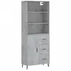 vidaXL Buffet haut Gris béton 69,5x34x180 cm Bois d'ingénierie