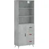 vidaXL Buffet haut Gris béton 69,5x34x180 cm Bois d'ingénierie