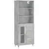 vidaXL Buffet haut Gris béton 69,5x34x180 cm Bois d'ingénierie