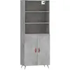 vidaXL Buffet haut Gris béton 69,5x34x180 cm Bois d'ingénierie