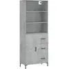 vidaXL Buffet haut Gris béton 69,5x34x180 cm Bois d'ingénierie