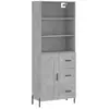 vidaXL Buffet haut Gris béton 69,5x34x180 cm Bois d'ingénierie