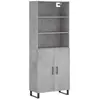 vidaXL Buffet haut Gris béton 69,5x34x180 cm Bois d'ingénierie