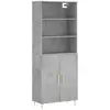 vidaXL Buffet haut Gris béton 69,5x34x180 cm Bois d'ingénierie