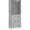 vidaXL Buffet haut Gris béton 69,5x34x180 cm Bois d'ingénierie