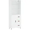 vidaXL Buffet haut Blanc 69,5x34x180 cm Bois d'ingénierie