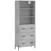 vidaXL Buffet haut Gris béton 69,5x34x180 cm Bois d'ingénierie