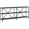 vidaXL Table console noir 180x30x75 cm bois d'ingénierie et fer